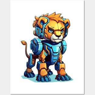 Cartoon lion robots. T-Shirt, Sticker. Posters and Art